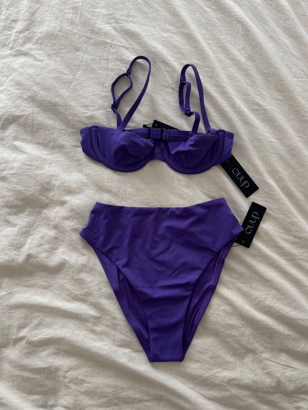 CUUP Ultra Violet Balconette Swim Top and High Waist Bikini Bottom